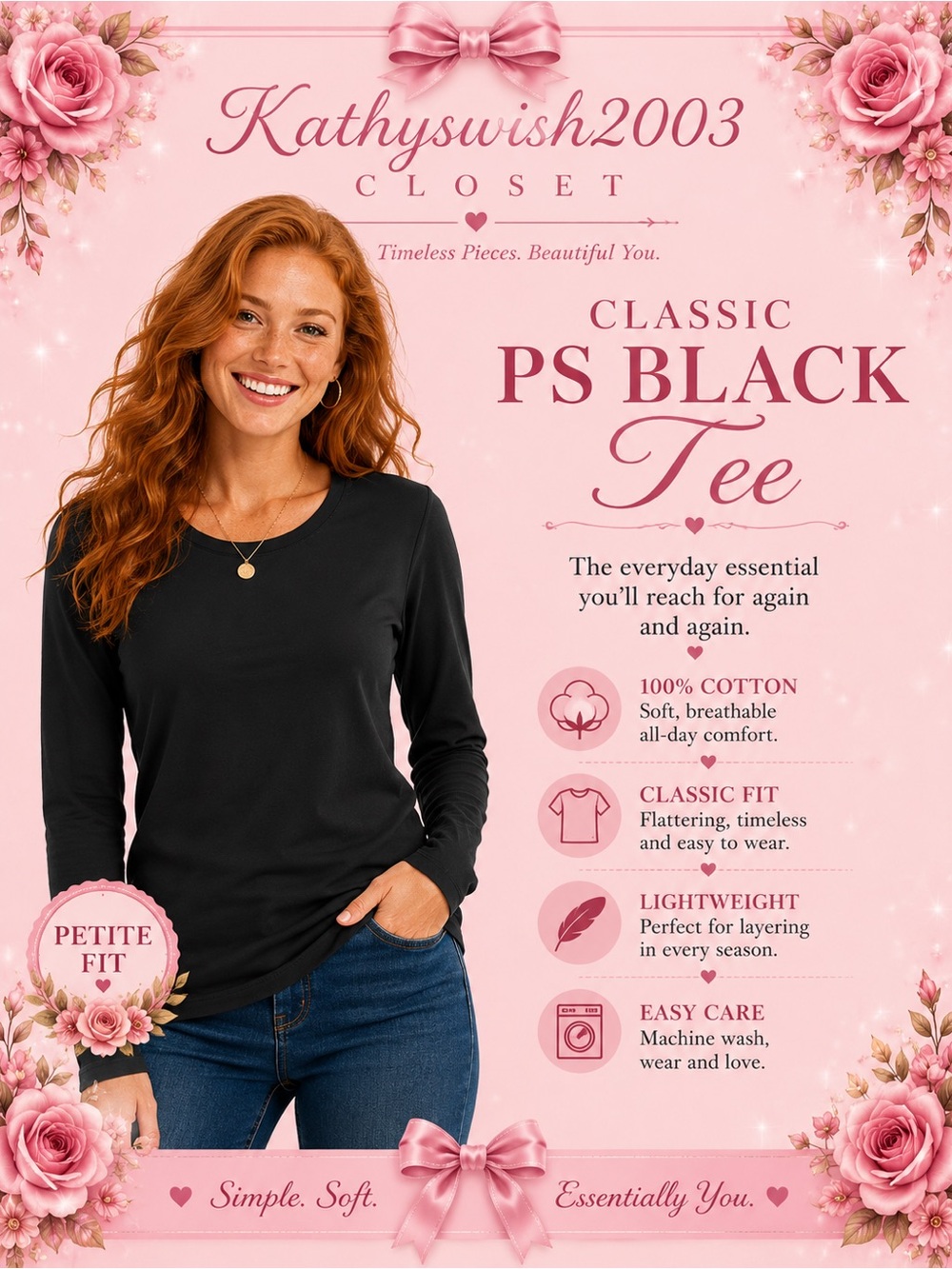 Croft and Barrow Classic PS Black Tee